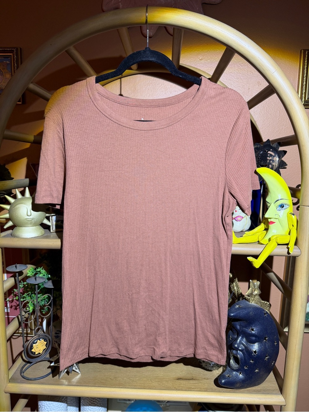 a new day Ribbed Crewneck Tee in Mauve Brown
